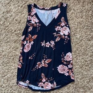 Floral Sleeveless Top - Black and Pink